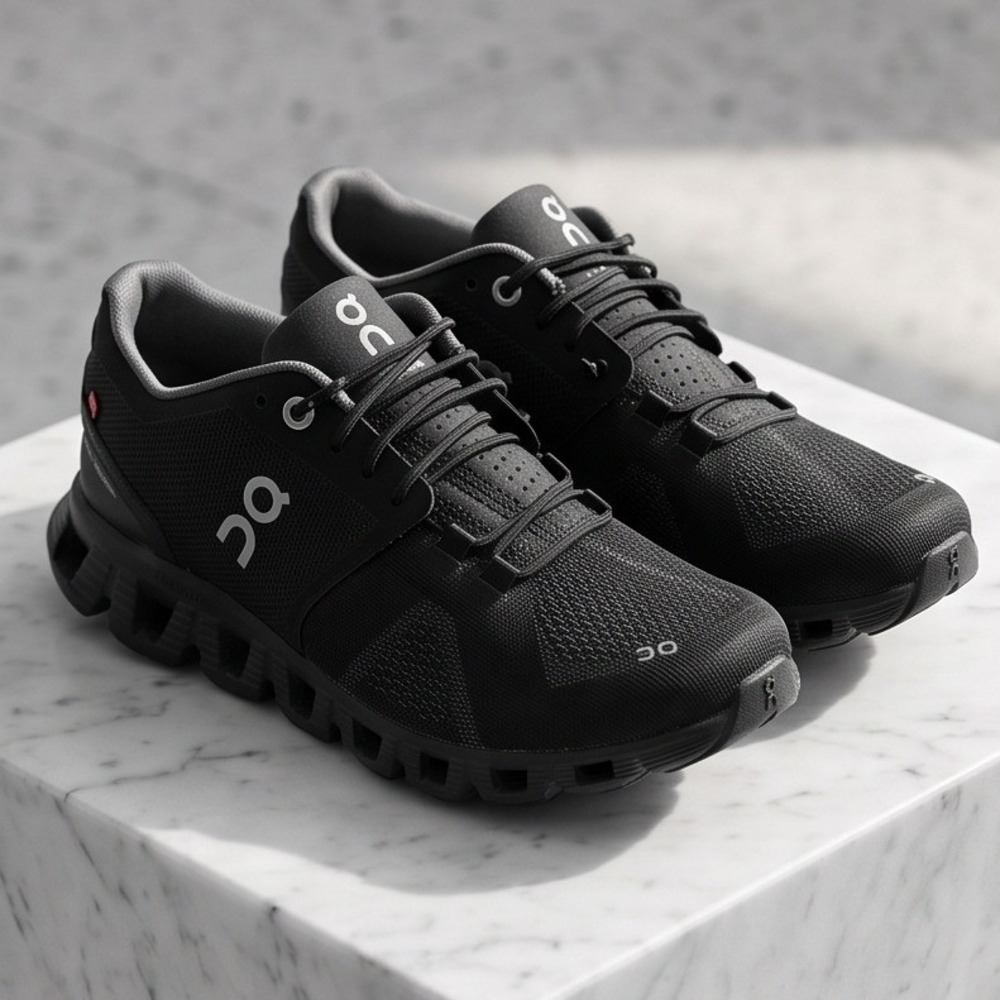 On Cloud X Black Asphalt Running Shoes Womens 6 Mesh Sneakers